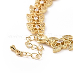 Clear Cubic Zirconia Butterfly Link Chain Bracelet&nbsp;BJEW-B068-05
