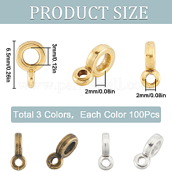300Pcs 3 Colors Tibetan Style Hangers Tube Bails&nbsp;TIBE-SP0001-04
