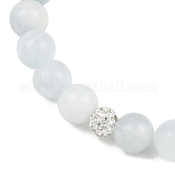 Natural Aquamarine Round Beads Stretch Bracelets for Women&nbsp;BJEW-JB12397