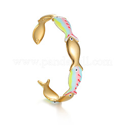 304 Stainless Steel Enamel Cuff Bangles for Women&nbsp;WGADC4F-01