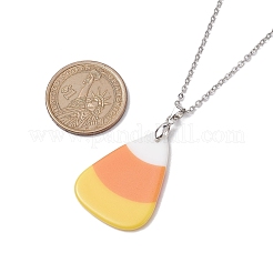 Halloween Acrylic Candy Corn Pendant Necklaces&nbsp;NJEW-JN04888