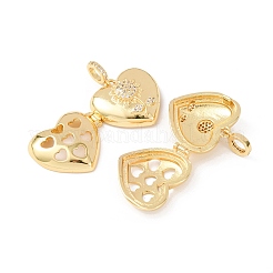 Eco-Friendly Rack Plating Brass Micro Pave Clear Cubic Zirconia Locket Pendants&nbsp;KK-F850-03G