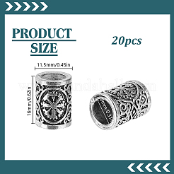 20Pcs Tibetan Style Alloy Viking Runes Large Hole Beads&nbsp;FIND-HY0005-54AS