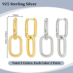 4 Pairs 2 Colors Brass Hoop Earrings&nbsp;EJEW-PH0001-48
