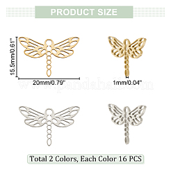 32Pcs 2 Colors 201 Stainless Steel Filigree Joiners Links&nbsp;STAS-DC0011-56