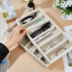 6 Grids Rectangle MDF Covered with Velvet Glasses Organizer Trays&nbsp;CON-WH0110-318B