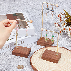 3Pcs 3 Sizes Alloy Jewelry Display Stands with Wood Base&nbsp;EDIS-WH0022-25