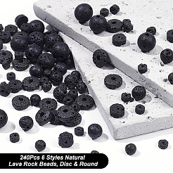 240Pcs 6 Styles Natural Lava Rock Beads&nbsp;G-OC0004-52