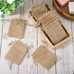 20Pcs Rectangle Polyester Imitation Burlap Packing Pouches Drawstring Bags&nbsp;ABAG-TA0001-95B