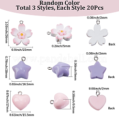 60Pcs 3 Styles Opaque Resin Pendants&nbsp;FIND-SC0036-62