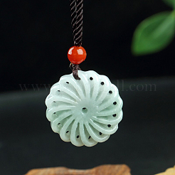Hollow Flower Natural Jade Pendant Necklaces&nbsp;FS-WG657F8-01