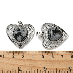 Natural Snowflake Obsidian Peach Love Heart Pendants&nbsp;G-G158-01G