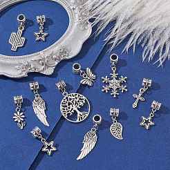 50Pcs 10 Styles Tibetan Style Alloy European Dangle Charms&nbsp;PALLOY-CJ0002-74