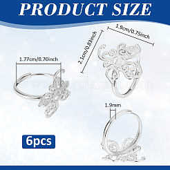 6Pcs Adjustable Brass Ring Components&nbsp;FIND-PH0038-31B