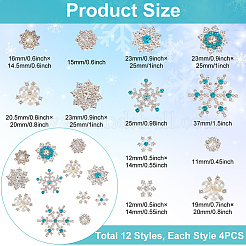 48Pcs 12 Styles Alloy Rhinestone Cabochons&nbsp;ALRI-NB0001-18