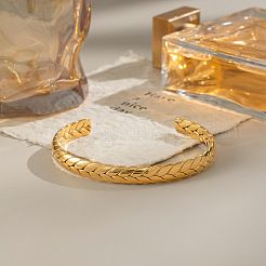 304 Stainless Steel Wheat Open Cuff Bangles for Women&nbsp;ZT9046