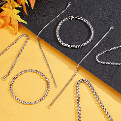 10Pcs 5 Styles 304 Stainless Steel Box Chain Bracelets&nbsp;BJEW-UN0001-18