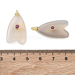 Brass & Natural Grey Agate & Cubic Zirconia Pendants&nbsp;GG-CBAD360-20G-09
