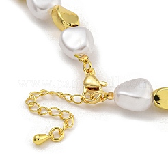 Rack Plating Brass & ABS Plastic Pearl Beads Beaded Necklaces for Women&nbsp;NJEW-C059-11G