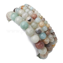 4Pcs 4 Styles Natural Flower Amazonite Stretch Bracelets&nbsp;BJEW-JB11025