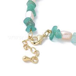 Brass Bicone & Natural Pearl & Green Aventurine Chip Beaded Bracelet Making&nbsp;KK-F892-21G