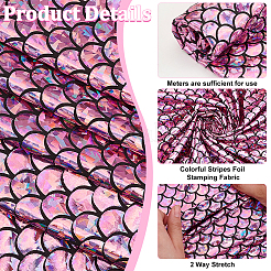 Sparkly Hologram Polyester Mermaid Printed Fish Scale Fabric&nbsp;AJEW-WH0314-449