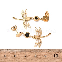 304 Stainless Steel Dragonfly Dangle Stud Earrings&nbsp;EJEW-F393-07G