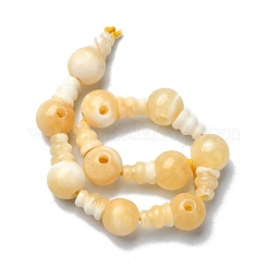 Natural Yellow Jade 3-Hole Guru Bead Strands&nbsp;G-K149-50