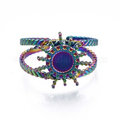 201 Stainless Steel Star Cuff Ring&nbsp;RJEW-S405-141