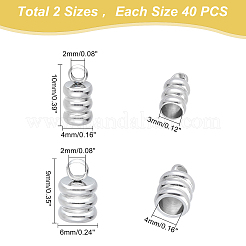 80Pcs 2 Size 201 Stainless Steel Cord Ends&nbsp;STAS-DC0010-93