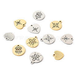20Pcs 10 Style 304 Stainless Steel Pendants&nbsp;STAS-PJ0001-42