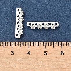 Brass Micro Pave Clear Cubic Zirconia Spacer Bars&nbsp;KK-Z139-11S-02