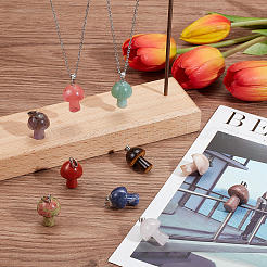 10Pcs 10 Style Natural & Synthetic Gemstone Pendants&nbsp;G-SC0001-79