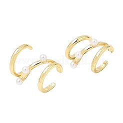 Brass ABS Plastic Pearl Cuff Earrings for Women&nbsp;PL-CBA43D6-02G