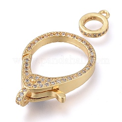 Brass Micro Pave Cubic Zirconia Lobster Claw Clasps&nbsp;ZIRC-M108-14A-G