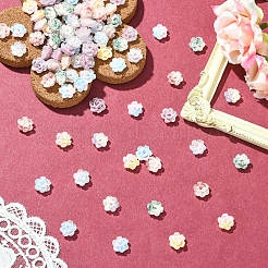 100Pcs 9 Colors Two Tone Plastic Flower Cabochons&nbsp;MRMJ-CJ0001-34