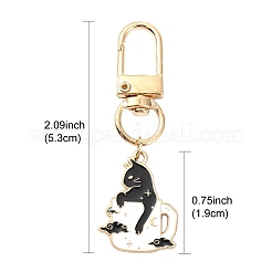 Coffee Cup with Cat Alloy Enamel Pendant Decoration&nbsp;HJEW-YW00025-01