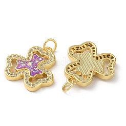 Brass Micro Pave Clear Cubic Zirconia Pendants&nbsp;KK-C045-30G