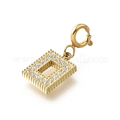 Rectangle 304 Stainless Steel Rhinestone Pendant Decorations&nbsp;STAS-H202-15G