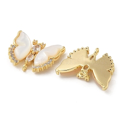 Brass Clear Cubic Zirconia Connector Charms&nbsp;KK-R210-11G-01