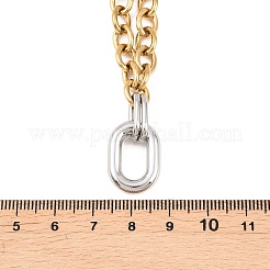 Two Tone 304 Stainless Steel Oval Pendant Cable Chain Necklaces for Women&nbsp;NJEW-T020-03B-GP