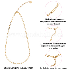 10Pcs 304 Stainless Steel Paperclip Chain Necklaces&nbsp;NJEW-BM00001