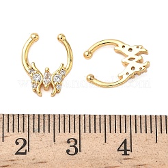 Brass Pave Clear Cubic Zirconia Circular/Horseshoe Barbell Nose Rings&nbsp;EJEW-D337-18E-G