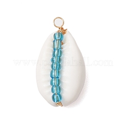 42Pcs 42 Styles Natural Cowrie Shell & Glass Seed Beads Pendants&nbsp;PALLOY-JF02759