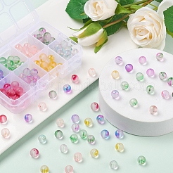 176Pcs 8 Colors Frosted Spray Painted Glass Beads&nbsp;GLAA-YW0001-38
