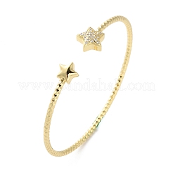 Clear Cubic Zirconia Open Cuff Bangle&nbsp;BJEW-G737-01G-04