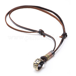 Adjustable Genuine Cowhide Leather Pendant Necklaces&nbsp;NJEW-F235-06M