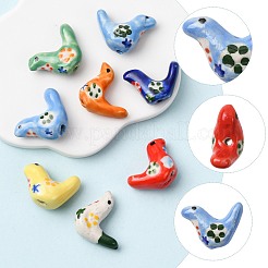 8Pcs 7 Colors Handmade Printed Porcelain Beads&nbsp;PORC-FS0001-39