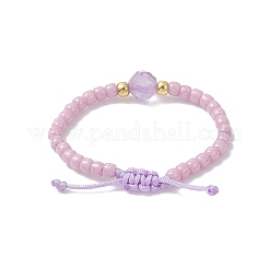 Natural Gemstone Adjustable Braided Bead Finger Rings for Women&nbsp;RJEW-JR00943