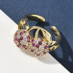 Brass Micro Pave Cubic Zirconia Cuff Rings&nbsp;RJEW-H256-14G-02
